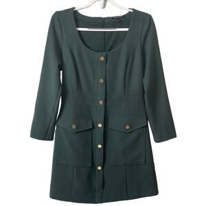 Banana Republic Women's Button Down Mini Dress Forest Green Sz 6